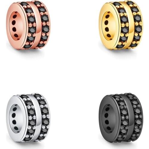 4 Color Beads & Jewelry Making Micro Pave Cubic Zirconia Cylinder Copper Brass DIY Jewelry Bracelet Necklace Beads Accessories