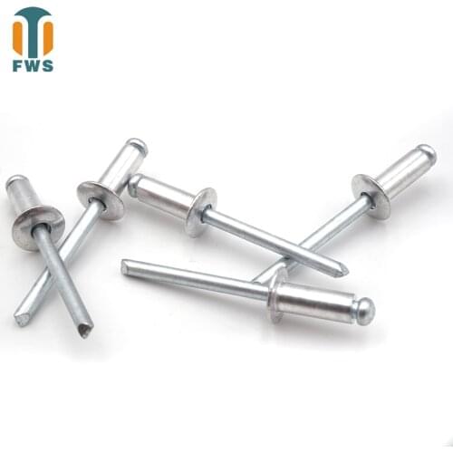 50 PCS DIN EN ISO 15979 GB /T 12618.2 Aluminum M4.8 21-30mm Open End Blind Rivets With Protruding Head For Furniture