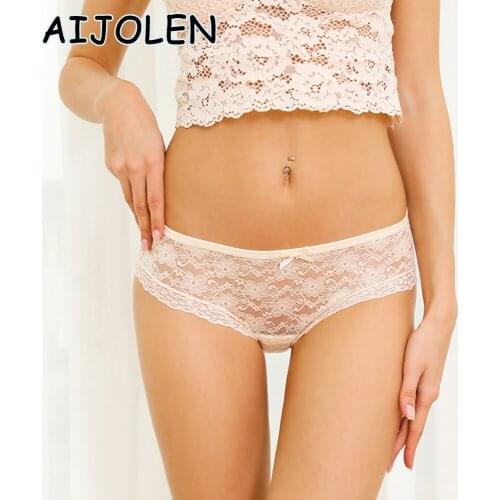 AIJOLEN Panties for Women Hollow Out Lace Underwear Sexy Lace Womens Panties Solid Color Ruffle Underpants Large Size Briefs