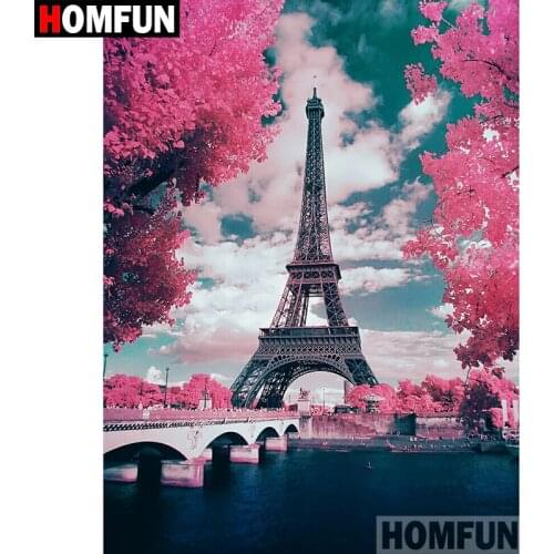 HOMFUN 5D DIY Diamond Painting Full Square/Round Drill "Eiffel Tower"3D Embroidery Cross Stitch Mosaic Home Decor A00259