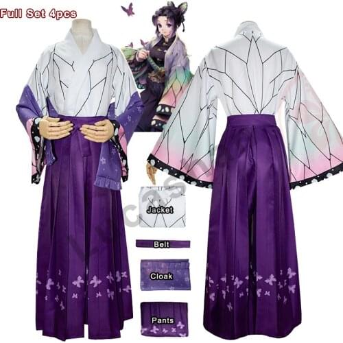 Demon Slayer Cosplay Shinobu Cosplay Costume Demonias Kimetsu No Yaiba Kimono Anime Clothes Halloween Costumes For Women Suit