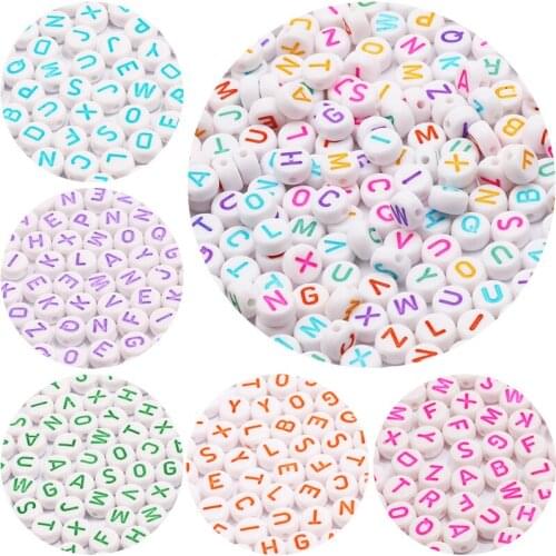 4x7mm White Round Mixed Color Letters Beads Acrylic Spacer DIY Alphabet Beads For Jewelry Making Handmade Necklace Bracelet