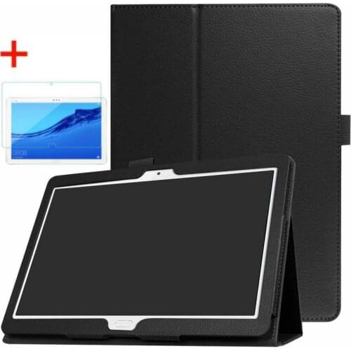 For Huawei MediaPad M3 Lite 10 Case and Glass Flip Litchi Leather Cover for Huawei M3 Lite 10 BAH-W09 BAH-AL00 10.1" Tablet Case