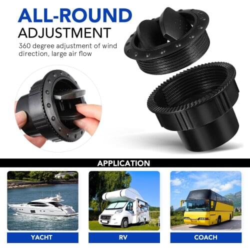 Garneck 2Pcs 60mm Dashboard Air Vent Outlet Air Conditioning Deflector Side Roof for Car RV ATV A1176 (Black)