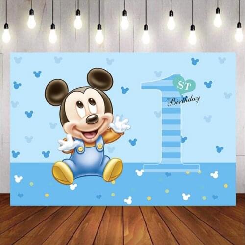 Cartoon Baby Blue Mouse Photography Background Backdrop Kids Birthday Party Decoration Wallpaper Tapestry Photo Studio Customize