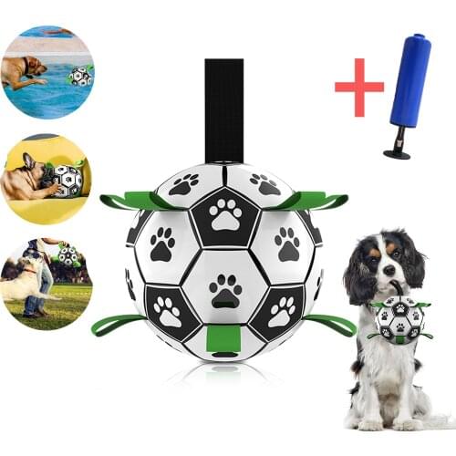 Dog Toy lovely Paw Football Toys For large Dogs Outdoor training Interactive Pet Bite Chew Ball toys Soccer Attached Inflator