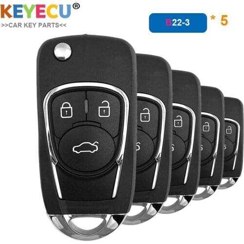 KEYECU 5 Pieces KEYDIY B Series B22-3 Universal Remote Control Car Key - 3 Button - for KD900 KD900+ URG200 KD-X2 Key Programmer