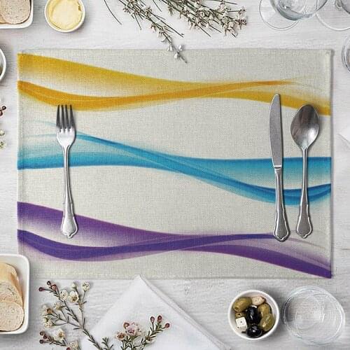 Colorful Wave Placemat Dining Table Mat Tea Coaster Cotton Linen Pad Cup Mats 40*30cm Home Decor