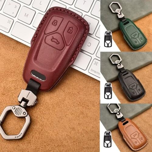 Leather Car Remote Key Case Cover For Audi A4 S4 B9 A5 A6 Q5 Q7 S6 B6 C6 B8 TT 8S TTS RS Accessories Holder Shell Fob