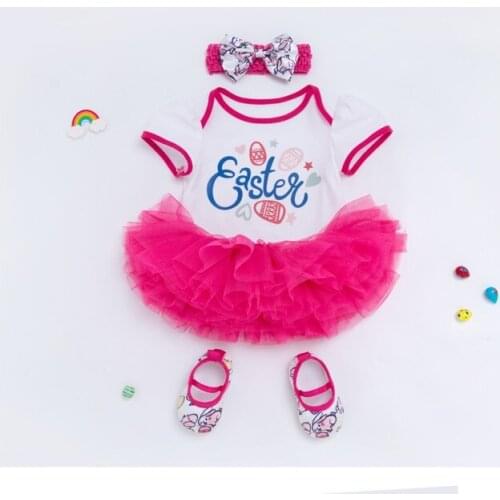 DOLLMAI reborn baby girl dolls clothes easter egg skirt with lace bowknot hairpin suit 20-22inch dolls accessories gifts