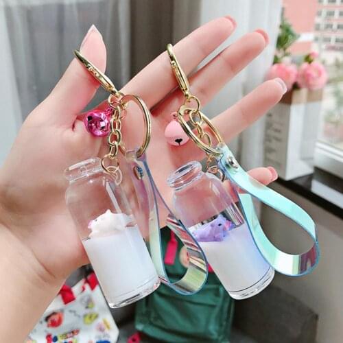 Key Pendant Small Portable Lightweight Cute Floating Milk Pig Keychain Key Chain Personality Charms for Girl