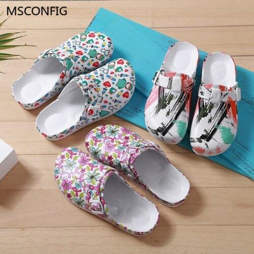 Lab Non-slip EVA Shoes Doctor Shoes Nurse Cartoon Print Shoes Baotou Chef Shoes Medical Supplies Nursing Uniform Scrubs