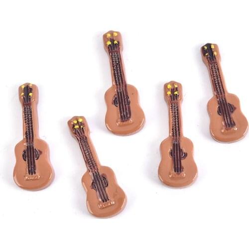 Cute 5Pcs Guitar 1/12 Dollhouse Accessories Miniature Instrument Part for Home Decor Kid Wood Furniture Craft Ornament