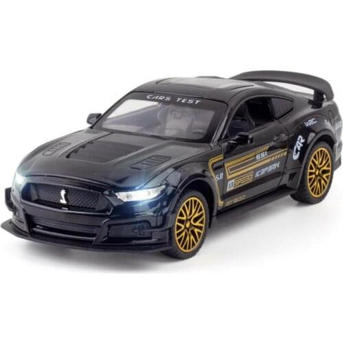 1/32 Mustang Alloy Car Model Die Cast FORD GT500 Metal Diecasts & Toy Vehicles Toy For Boys Children Birthday Gifts Sound Light