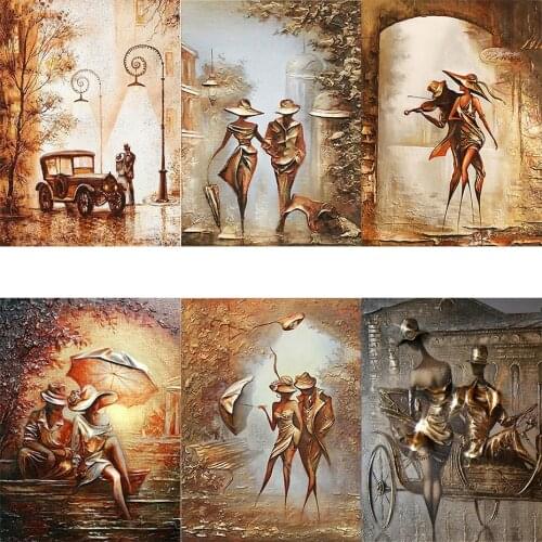 Tapb "Romantic Couples" DIY Oil Drawing Painting By Numbers Hand Painted On Canvas Home Wall Art Decor Gifts