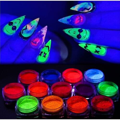 Neon Pigment Nails Glitter Fluorescence Mermaid Rubbing Nail Polish Powder Summer Acrylic Nail Art Decor Manicure Dust LEYE01-13