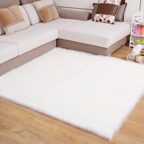 Anti-Slip Chair Sofa Cover Plain Area Rugs Long Hair Solid Carpet Living Room Deco Artificial Skin Rectangle Fluffy Mat Pad