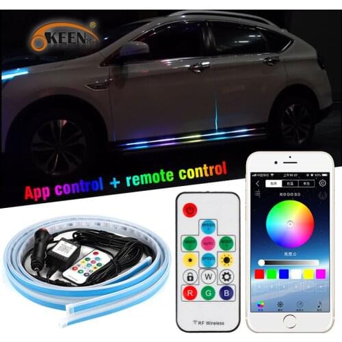 OKEEN Universal Car Ambient Light With Cigarette Lighter RGB Streamer Pedal Light Strip Flash Auto Decorative Atmosphere Lamps
