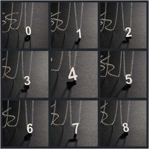 Angel Number Necklace Silvery Color Devil Digital Pendant Necklace Stainless Steel Choker Women Men BFF Jewelry