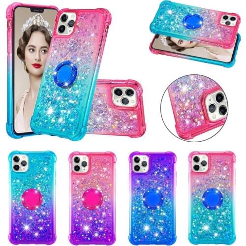 Anti-knock phone Case For iPhone 11 pro X XS MAX XR 8 7 6S 6 Plus 5 5S SE Bling Liquid Diamond Gradient Glitter Quicksand Cover