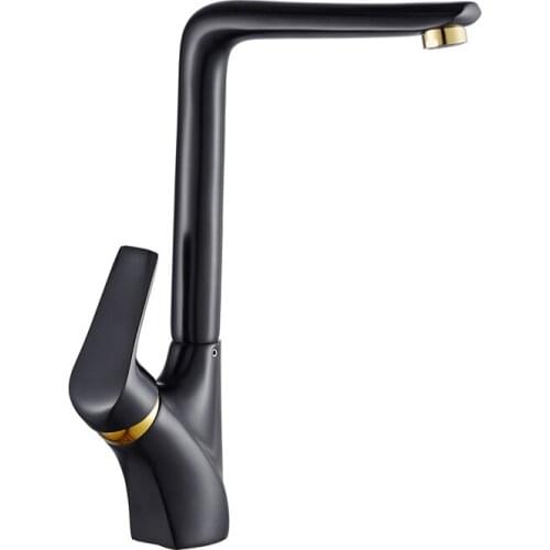 Kitchen Faucet Spray Paint Black Sink Tap Single Handle Swivel Spout Hot and Cold Mixer Tap Crane Deck Mounted Wash Basin Faucet