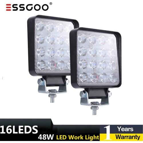 LED Work Light Square Spotlight 12v Led Work Lamp For Car 1/2pc 48W Offroad Tractor Front Light Offroad 4X4 4WD Car SUV