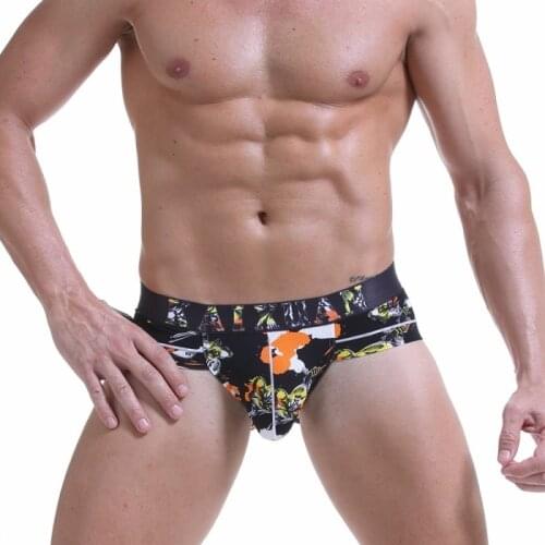 Sexy Printed Underwear Men Briefs Pouch Jockstrap Push Up Breathable Mesh Cuecas Gay Male Under Wear Panties Good Quality