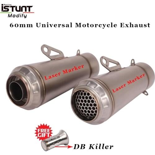 Universal 60mm Motorcycle Exhaust Muffler DB Killer GP Motocross Escape Silencer For S1000RR MT-09 Z1000 DL250 GSXR1000 CBR1000R
