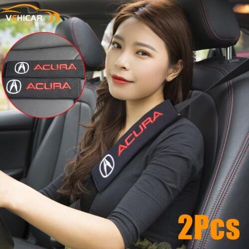 VEHICAR Car Seat Belt Pads 2pcs Seat Shoulder Strap Cover For ACURA Cotton Safety Belt Cushion Pad DIY Decoration