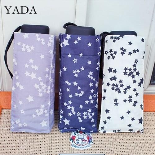 YADA 2020 Ins Stars Pattern 5-Folding Rainy Mini Pocket Umbrella For Women Men Anti-UV Small Parasol Stars Umbrellas YD200322