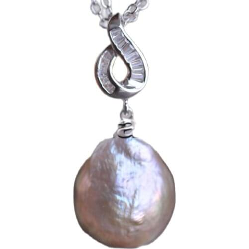 P6665 Bizarre 16MM Peacock-Lavender Drop Edison Keshi Pearl Pendant