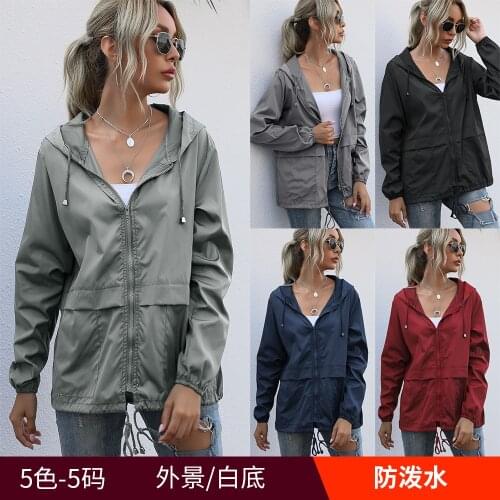 Womens Waterproof Raincoat Lightweight Rain Jacket Hooded Windbreaker with Pockets for Outdoor