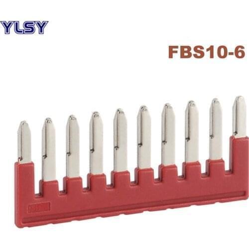 1Pcs FBS10-6 Plug-in Bridge Center Short Connection Strip Din Rail Spring Terminal Block ST-4 Morsettiera Brass Connector