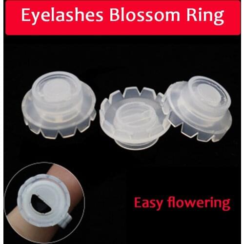 100 pcs False Eyelashes Blossom Ring Cup Planting Grafting Rapid Bloom Sun Flower Glue Cup Fan Extension Makeup Tool