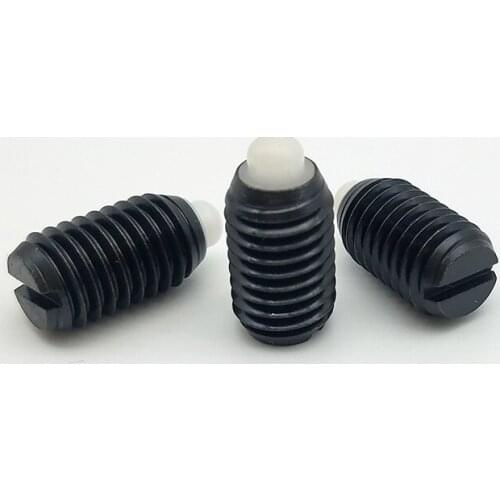 2pcs M10-M16 Slotted latch head pins positioning screw telescopic nylon convex pin spring plunger bolt black color 19mm-24mm L