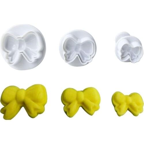 Sell Well DIY Home Bow Knot Bakeware Flower Plunger Cutter Molds 3pcs/set Embossed Stamp For Fondant Cake Cookie Decorating Tool