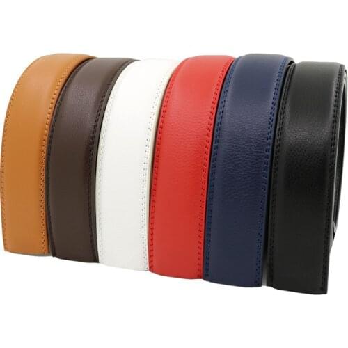 31MM Mens Solid Leather Belts Without Buckles High Quality Genuine Leather Belt Man 3.0CM Automatic Buckle Belt Strap Ratchet