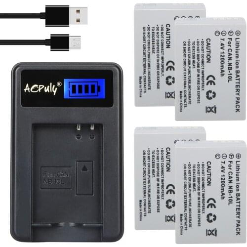 4Pcs NB-10L NB 10L NB10L Rechargeable camera battery + LCD USB Charger For Canon G1X G15 G16 SX40HS SX50HS SX60HS SX40 SX50 HS