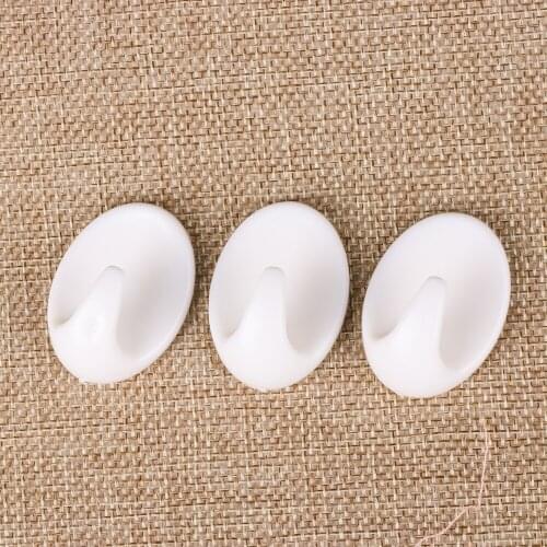 5pcs Plastic White Wall Hook Clasps Hooks Self-adhesive Clothes Hanger For Bathroom Home Kitchen Organizer Holder