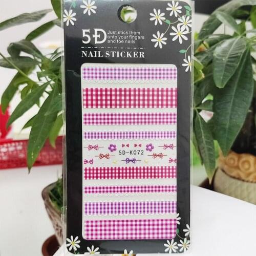 5D Stickers for Nails Color Cloth Pattern Stripe Nail Art Decorations Stereoscopic Sticker Accessories Anaglyph Effect Design