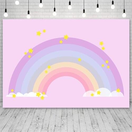 Avezano Backdrops Birthday Baby Shower Rainbow Stars Clouds Girl Photography Backgrounds Photo Studio Photozone Photocall Props