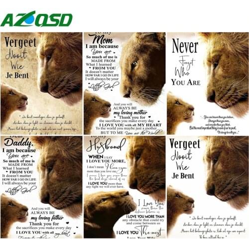 AZQSD 40x50cm Painting By Number Canvas Kits Lion Handpainted Gift DIY Coloring By Numbers Animal Home Bedroom Wall Artwork