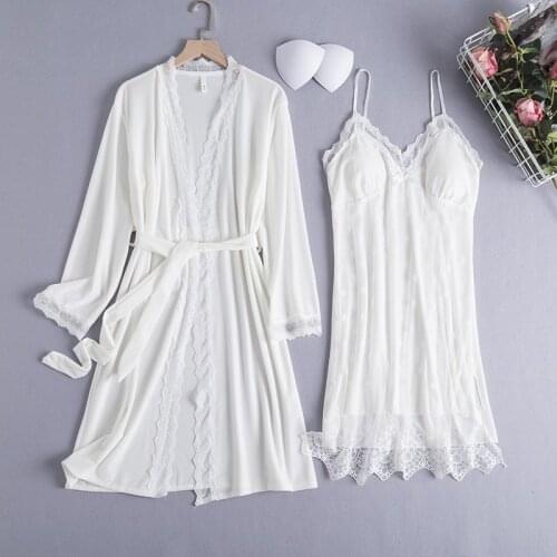 Burgundy Nightwear Women Sleepwear Kimono Robe Soft Sleep Set Spring Intimate Lingerie Lace Homewear Night Wear Bathrobe