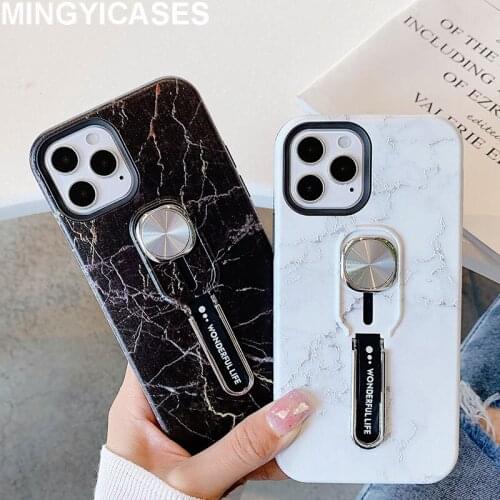 Phone Bag for iPhone 12 Pro 11 Pro Max Mini 7 8 Plus Case Fashion Marble Bracket Ring Cases for Iphone Xr Xs Max X SE 2020 Cover