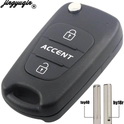 Jingyuqin toy40/hy18r Blade 3 Buttons Flip Folding Remote Cat Key Shell Case Cover For Hyundai Accent Replacement Housing Blank