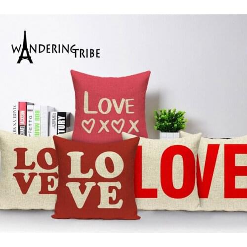 Letter Love Pillow Case Boho Scandinavian Decorative Cushion Cover Simple Linen Car Home Decor Pillows Cushion Cases Kussenhoes