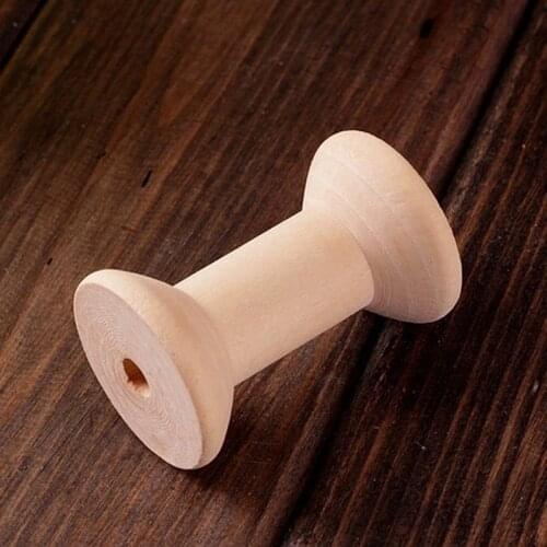 2pcs Large and Small Size Craft Wooden Bobine, DIY Sewing Tool Wooden Spool for Handmade Craft String Twine Storage Handicrafts