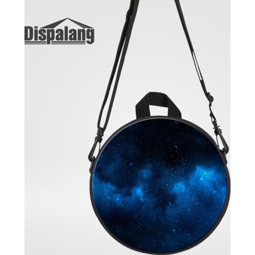 Dispalang 3D Printing Galaxy Stars School Bags For Kids Kindergarten Backpack Shoulder Bag Mini Round Circular Mochilas Rucksack