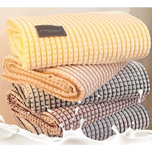 Kuup Two sided Yarn Dyed Milk Velvet blanket cover the bed 200x230cm large thick fleece sofa blanket pink small blanket for kids