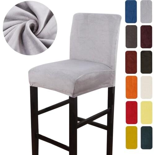 Elasticity Fleece Chair Cover for Hotel High Stool Back Chair Cover Dust-proof Bar Stools for Kitchen and High Table Covers